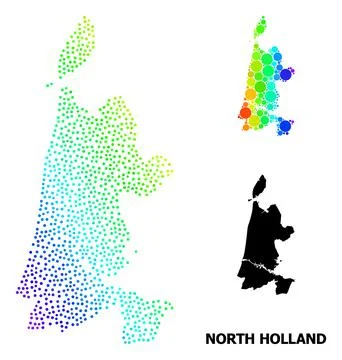 Vector Spectrum Gradient Dot Map of North Holland Illustrazione stock