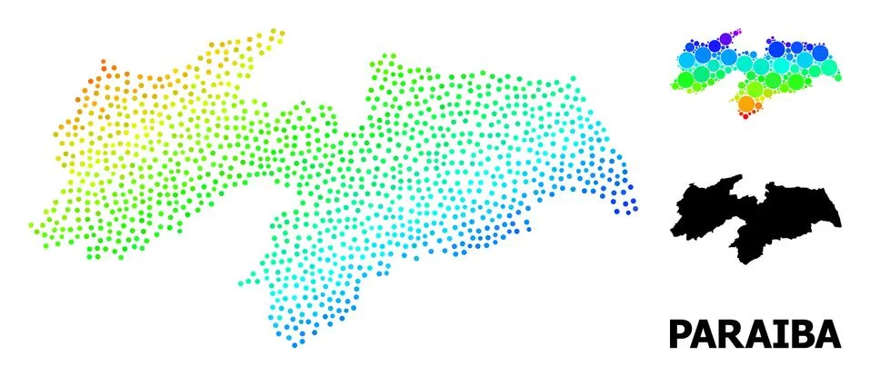 Vector Spectrum Gradient Dot Map of Paraiba State Stock Illustration