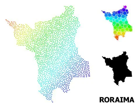 Vector Spectrum Gradient Dot Map of Roraima State Stock Illustration