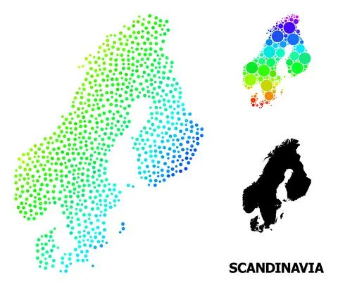 Vector Spectrum Gradient Dot Map of Scandinavia Stock Illustration