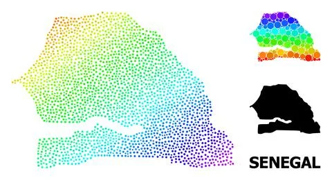 Vector Spectrum Gradient Dot Map of Senegal Stock Illustration