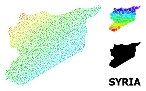Vector Spectrum Gradient Dot Map of Syria 스톡 일러스트