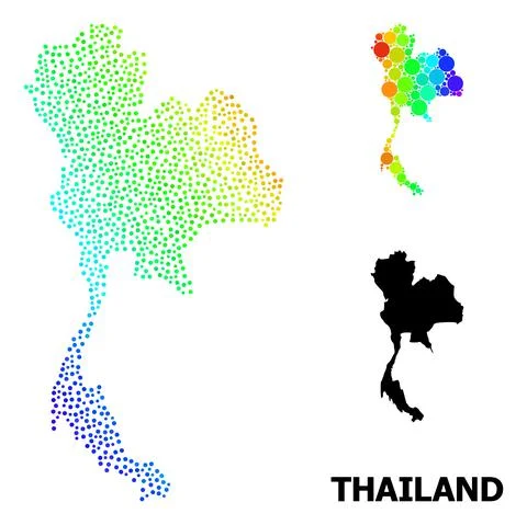 Vector Spectrum Gradient Dot Map of Thailand Stock Illustration