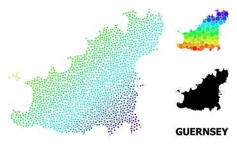 Vector Spectrum Gradient Dotted Map of Guernsey Island イラスト素材