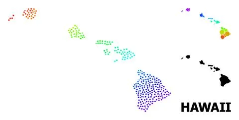 Vector Spectrum Gradient Dotted Map of Hawaii State Stock Illustration