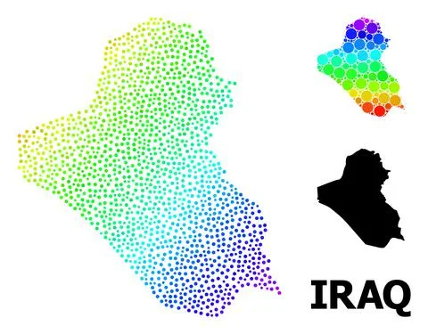 Vector Spectrum Gradient Dotted Map of Iraq イラスト素材