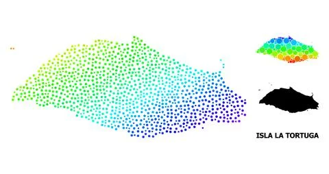 Vector Spectrum Gradient Dotted Map of Isla La Tortuga Illustrazione stock