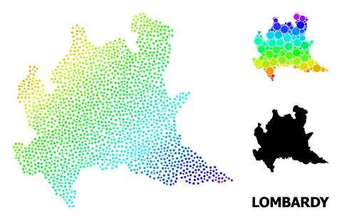 Vector Spectrum Gradient Dotted Map of Lombardy Region イラスト素材