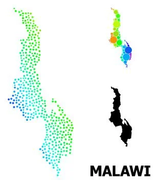 Vector Spectrum Gradient Dotted Map of Malawi イラスト素材