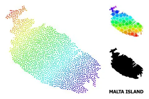 Vector Spectrum Gradient Dotted Map of Malta Island Stock Illustration