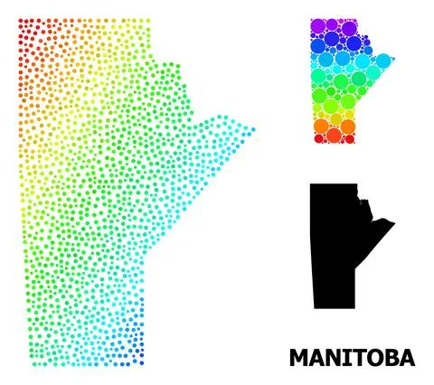 Vector Spectrum Gradient Dotted Map of Manitoba Province イラスト素材