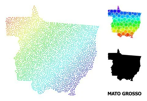 Vector Spectrum Gradient Dotted Map of Mato Grosso State イラスト素材