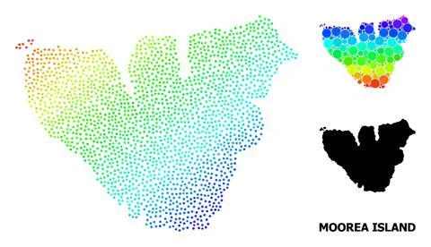 Vector Spectrum Gradient Dotted Map of Moorea Island Stock Illustration