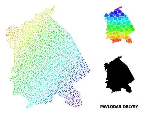 Vector Spectrum Gradient Dotted Map of Pavlodar Region イラスト素材