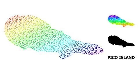 Vector Spectrum Gradient Dotted Map of Pico Island Stock Illustration