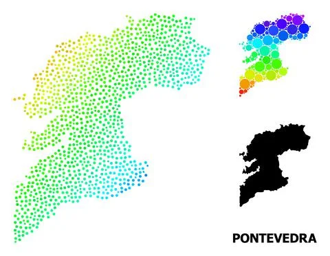 Vector Spectrum Gradient Dotted Map of Pontevedra Province イラスト素材