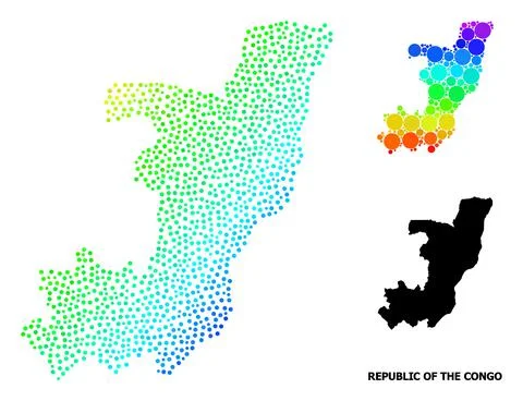 Vector Spectrum Gradient Dotted Map of Republic of the Congo イラスト素材
