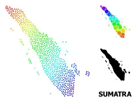 Vector Spectrum Gradient Dotted Map of Sumatra Island イラスト素材
