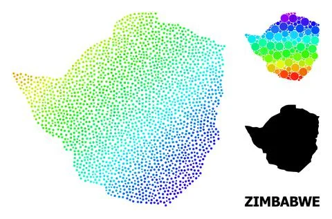 Vector Spectrum Gradient Dotted Map of Zimbabwe Stock Illustration