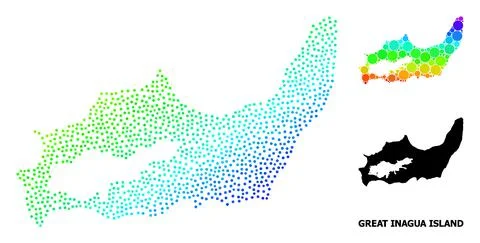 Vector Spectrum Gradient Pixel Map of Great Inagua Island Illustrazione stock