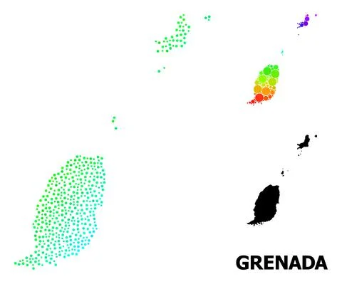 Vector Spectrum Gradient Pixel Map of Grenada Islands イラスト素材