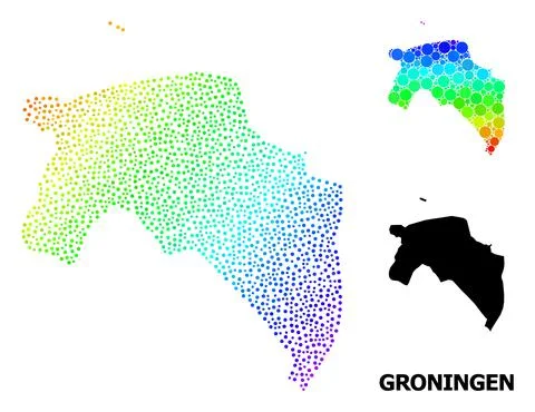 Vector Spectrum Gradient Pixel Map of Groningen Province イラスト素材