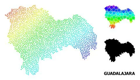 Vector Spectrum Gradient Pixel Map of Guadalajara Province イラスト素材