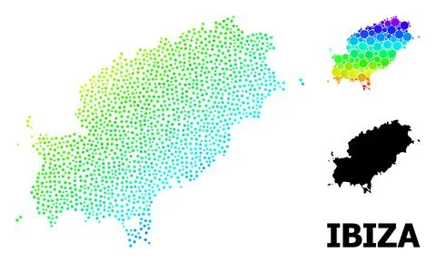 Vector Spectrum Gradient Pixel Map of Ibiza Island イラスト素材