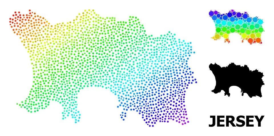 Vector Spectrum Gradient Pixel Map of Jersey Island Illustrazione stock