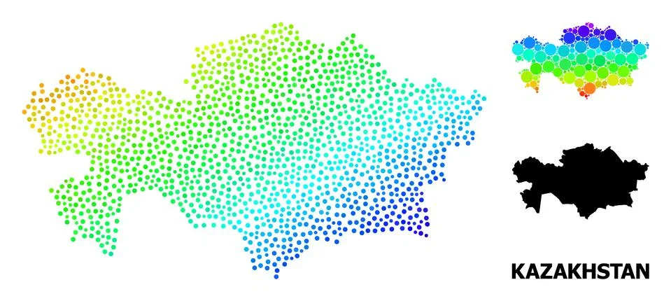 Vector Spectrum Gradient Pixel Map of Kazakhstan イラスト素材
