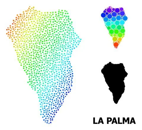 Vector Spectrum Gradient Pixel Map of La Palma Island イラスト素材