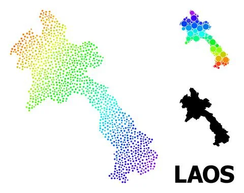Vector Spectrum Gradient Pixel Map of Laos Stock Illustration