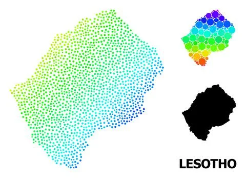 Vector Spectrum Gradient Pixel Map of Lesotho イラスト素材