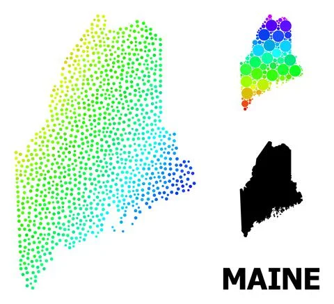 Vector Spectrum Gradient Pixel Map of Maine State イラスト素材