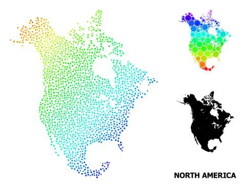 Vector Spectrum Gradient Pixel Map of North America イラスト素材