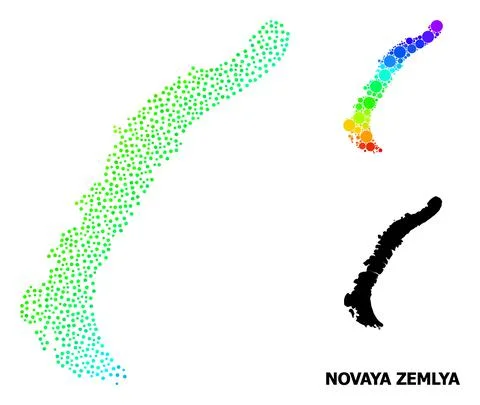 Vector Spectrum Gradient Pixel Map of Novaya Zemlya Islands イラスト素材