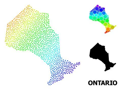 Vector Spectrum Gradient Pixel Map of Ontario Province イラスト素材