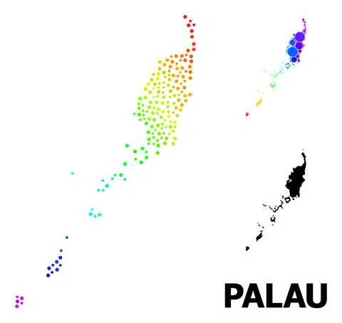 Vector Spectrum Gradient Pixel Map of Palau Islands イラスト素材