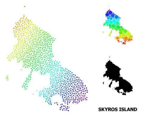 Vector Spectrum Gradient Pixel Map of Skyros Island イラスト素材