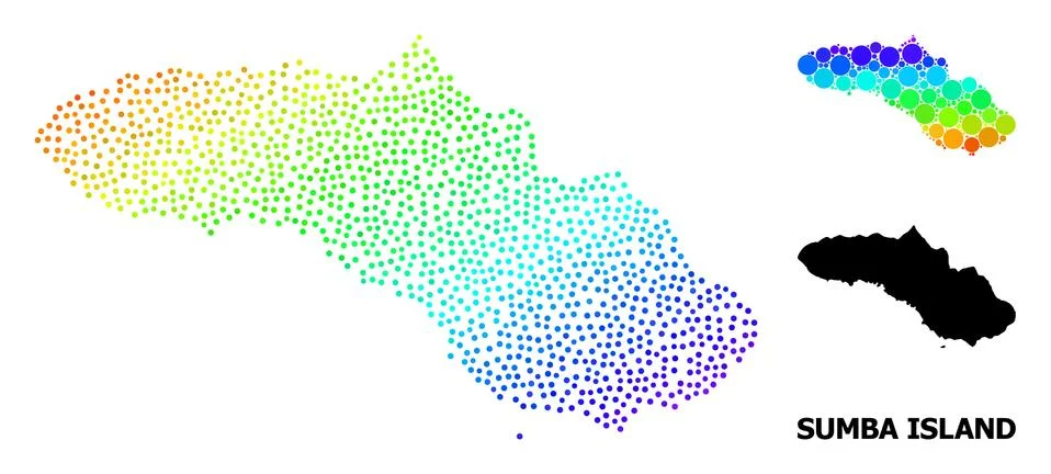 Vector Spectrum Gradient Pixel Map of Sumba Island 스톡 일러스트