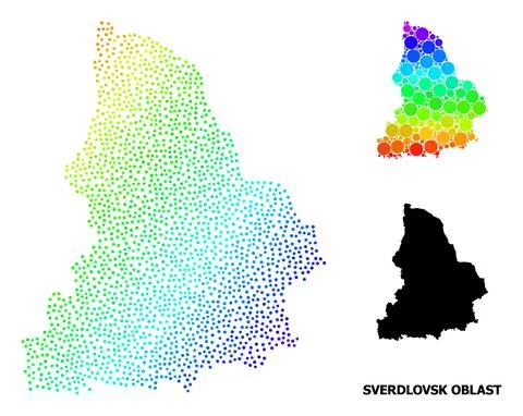 Vector Spectrum Gradient Pixel Map of Sverdlovsk Region Stock Illustration