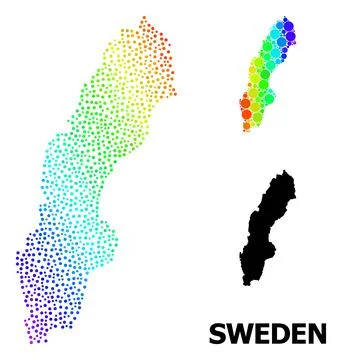 Vector Spectrum Gradient Pixel Map of Sweden イラスト素材