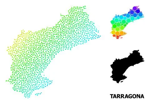 Vector Spectrum Gradient Pixel Map of Tarragona Province Stock Illustration