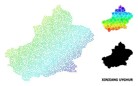 Vector Spectrum Gradient Pixel Map of Xinjiang Uyghur Region イラスト素材