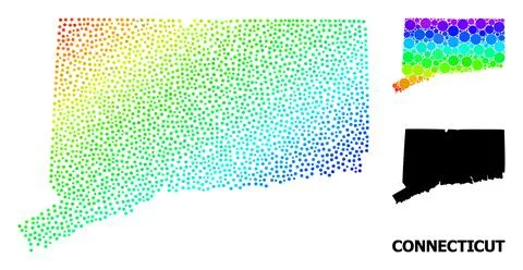 Vector Spectrum Gradient Pixelated Map of Connecticut State Stock Illustration