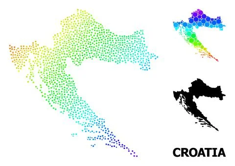Vector Spectrum Gradient Pixelated Map of Croatia Stock Illustration
