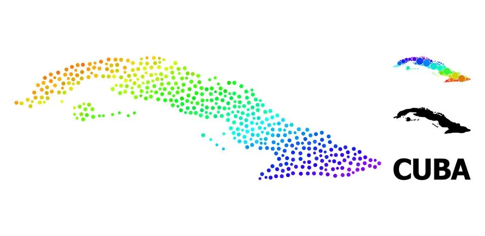 Vector Spectrum Gradient Pixelated Map of Cuba イラスト素材