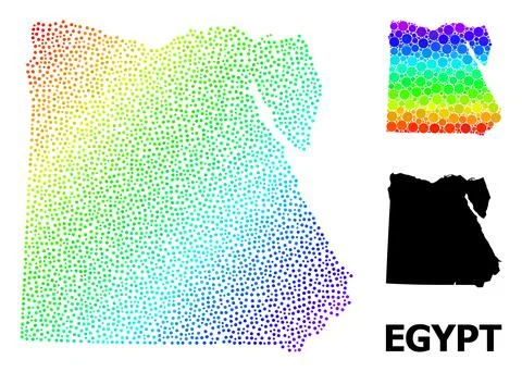 Vector Spectrum Gradient Pixelated Map of Egypt イラスト素材