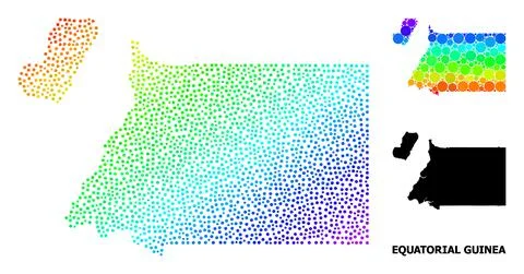 Vector Spectrum Gradient Pixelated Map of Equatorial Guinea イラスト素材