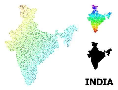 Vector Spectrum Gradient Pixelated Map of India Stock Illustration